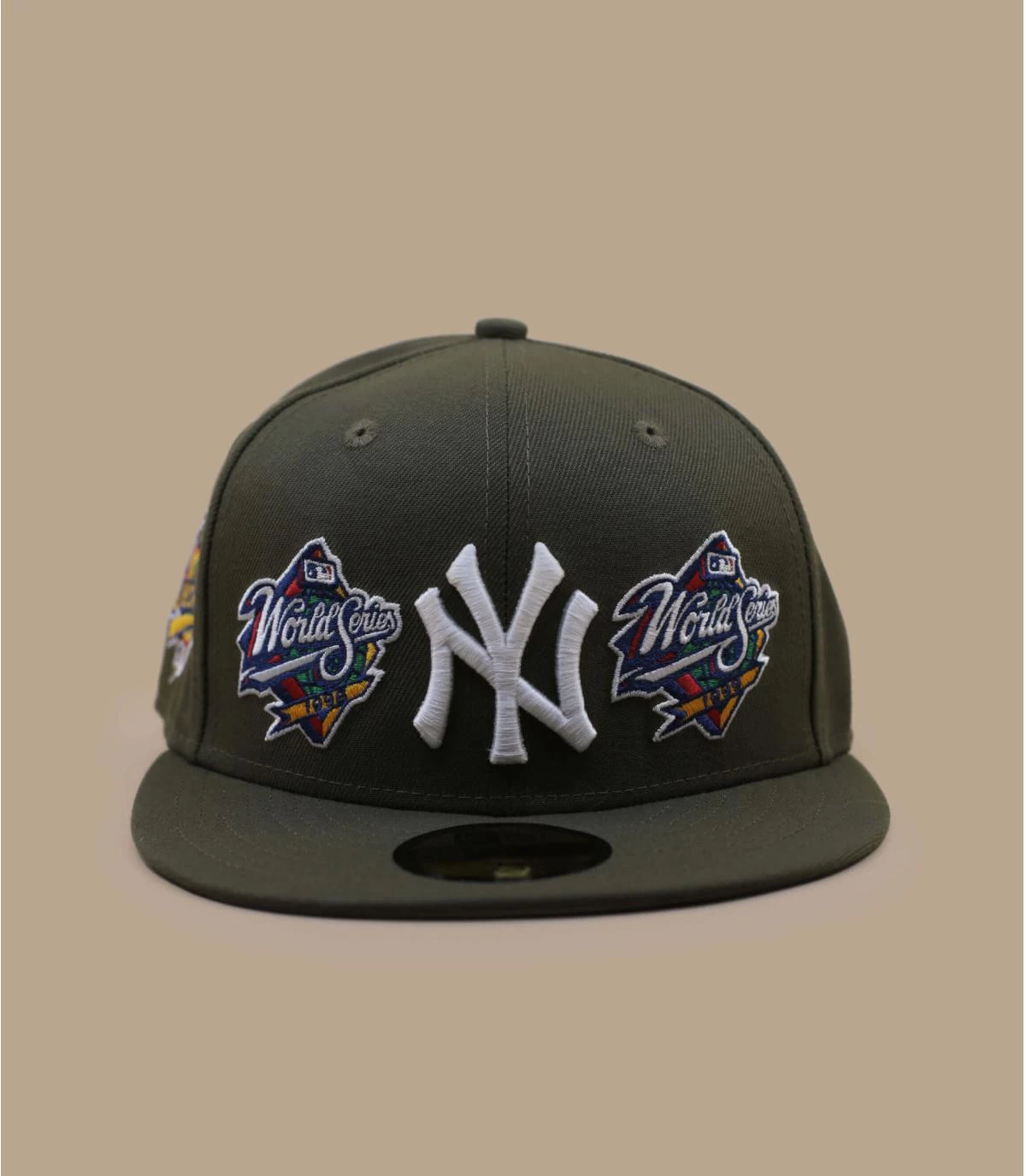 NEW ERA World Series Patch MLB Cap 59Fifty NY Olive 3 NEW ERA World Series Patch MLB Cap 59Fifty NY Olive